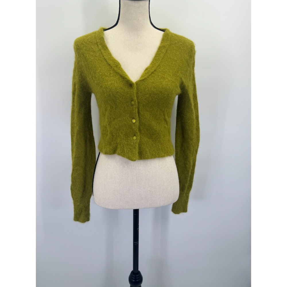 Massimo Dutti Alpaca Cropped Button Front V-Neck Cardigan M Fairy Grunge Goblin